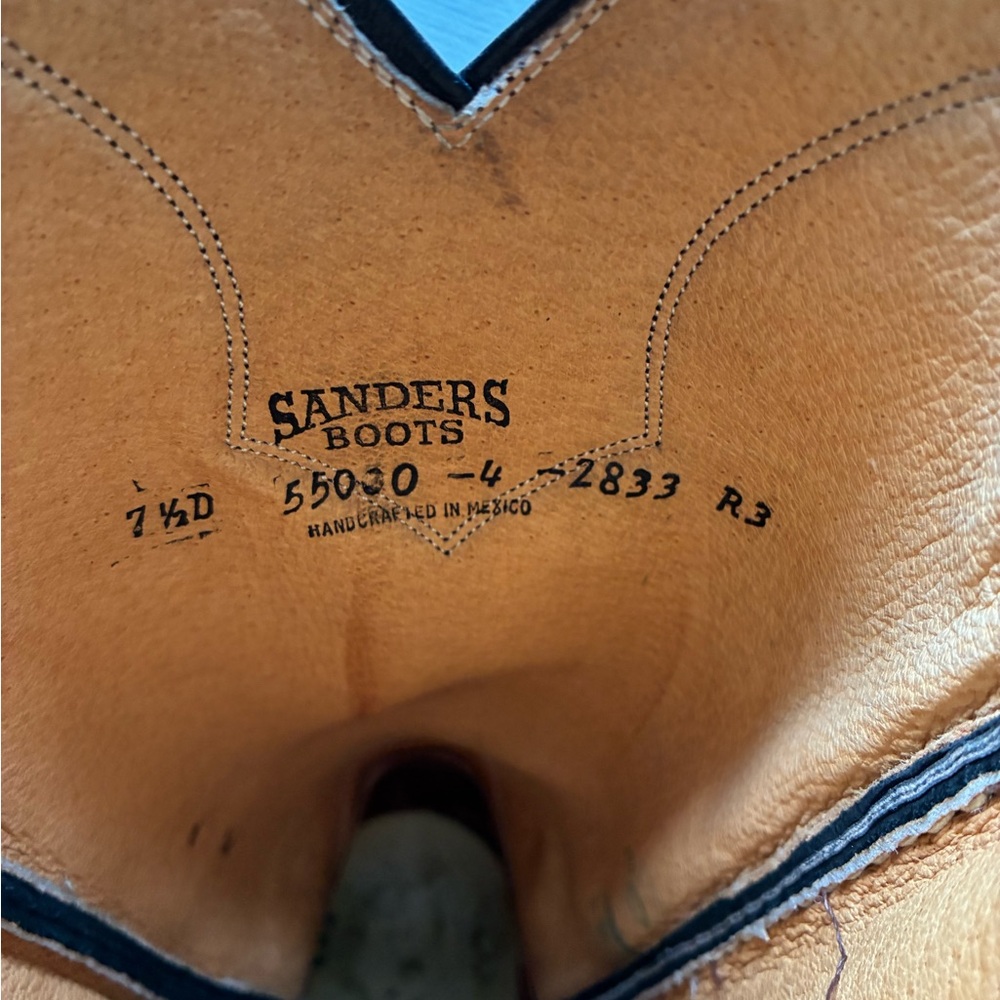 Sanders Boots Women’s Black Leather Western Boots Sz 7.5 - Picture 5 of 7